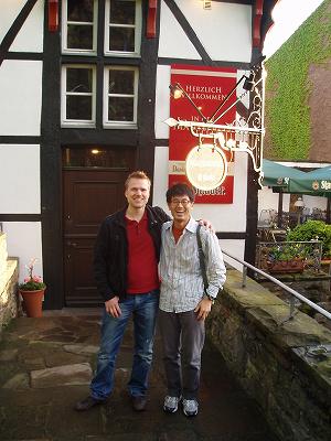 in front of the restaurant