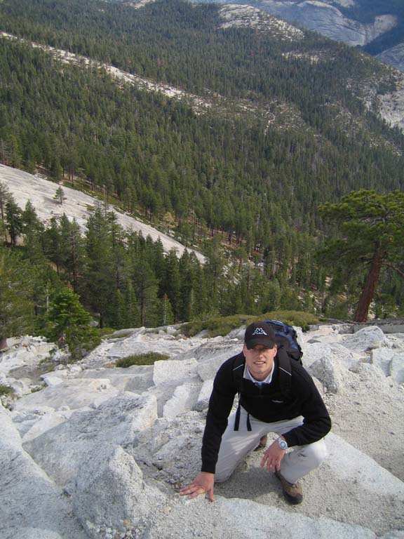 Steep slope from woods